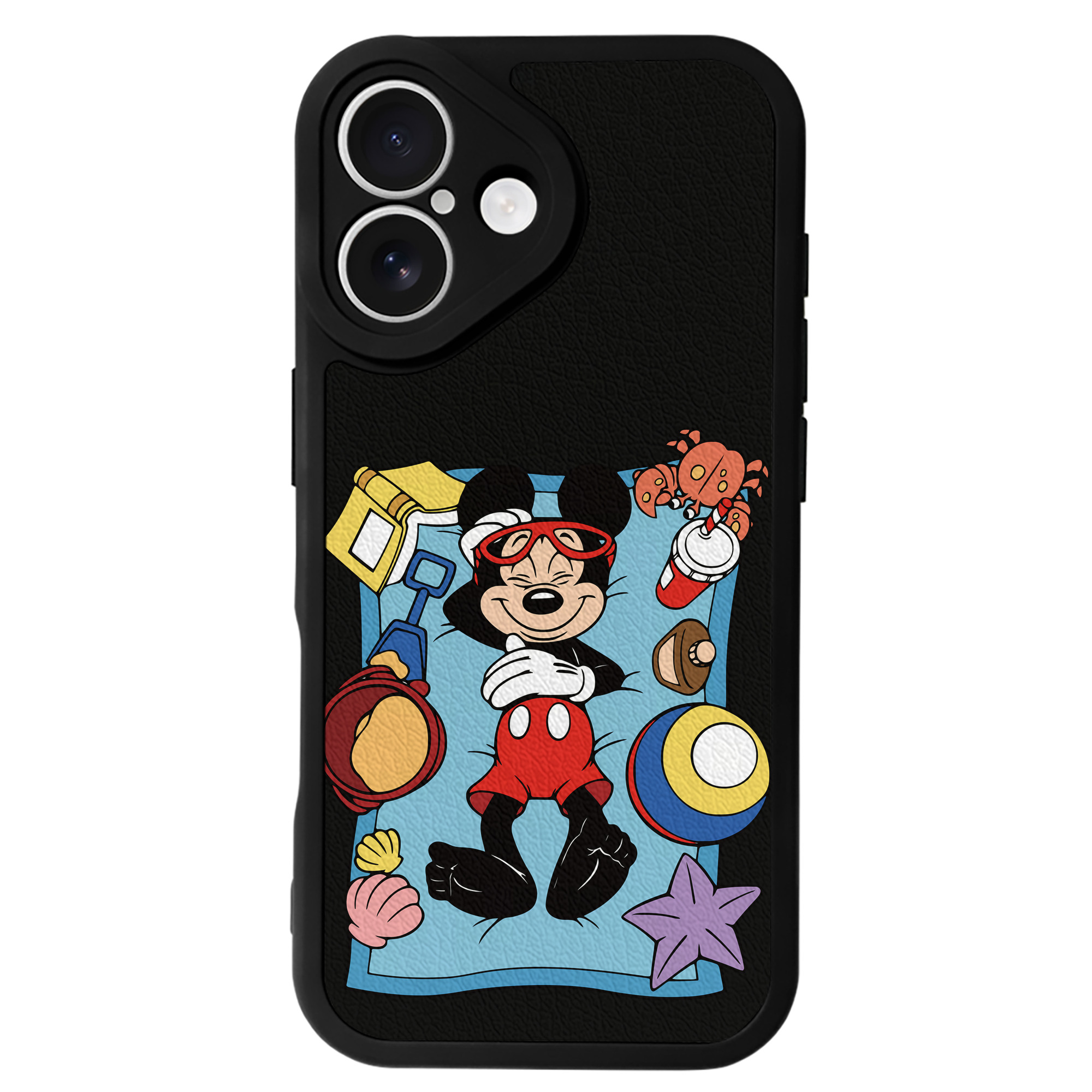 （画像用） ミッキーマウス Mickey Mouse 【iPhone 16シリーズ対応】シリコンスマホケース（レザー調） 材質：シリコン